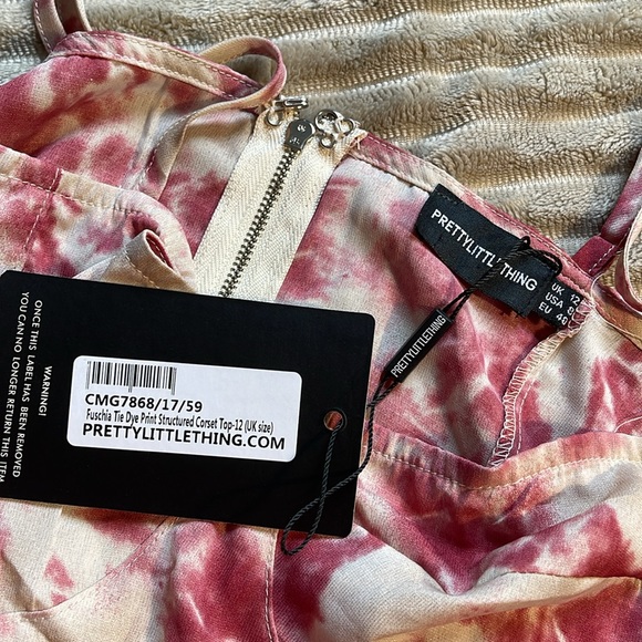 NWT , PLT , Fuchsia Tie Dye Structured Corset Top - Picture 2 of 3